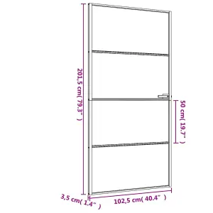 Berkfield Interior Door Slim Black 102.5x201.5 cm Tempered Glass and Aluminium