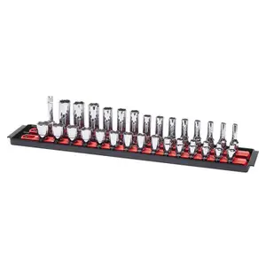 Ernst 8493 3/8" Socket Boss Storage Organiser Rail 2-Rail Twist Lock 13" Red