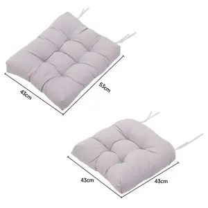 2 Pcs Outdoor Grey Garden Waterproof Lounge Chair Cushion Set