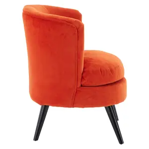 Interiors By Premier Velvet Upholstered Round Plush Orange Cotton Velvet Armchair, Elegant Comfortable Armchair For Livingroom