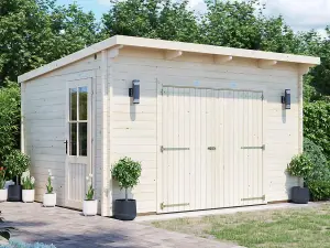 Dunster House Garden Log Cabin 4m x 3m Heavy Duty Wooden Shed Outdoor Storage EvilGenius