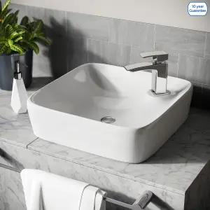 Nes Home  430 x 430mm Cloakroom Square Shape Rounded Edge Counter Top Basin Sink