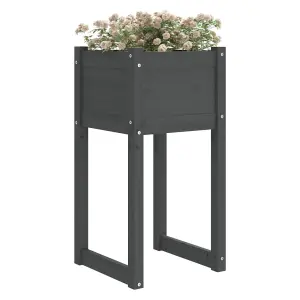 Berkfield Planters 2 pcs Grey 40x40x81 cm Solid Wood Pine