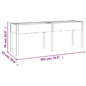 Berkfield Planter with Liner Grey 203x53x76 cm Solid Wood Fir