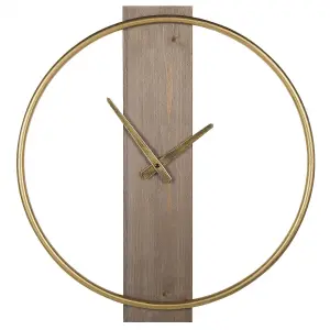 Beliani Modern Wall Clock CASITAS Wood Gold