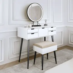 Gabriella Black Dressing Table with Touch Sensor LED Mirror