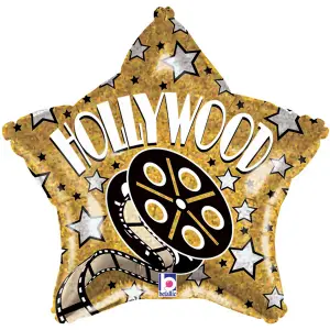 Oaktree Betallic 19 Inch Hollywood Star Balloon Gold/Silver/Black (One Size)