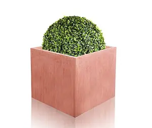 50cm Terracotta Fibrecotta Textured XL Cube Planter