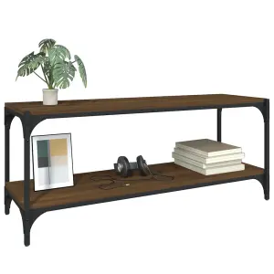 Berkfield TV Cabinet Brown Oak 100x33x41 cm Engineered Wood and Steel