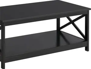 2-Tier Coffee Table With Storage Shelf Yaheetech Colour: Black