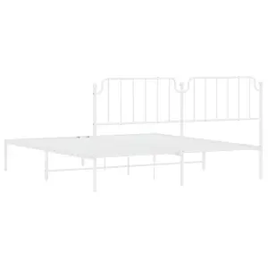 Berkfield Metal Bed Frame without Mattress with Headboard White 180x200cm