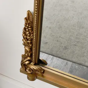 Melody Maison Large Tall Arch Antique Gold Ornate Mirror - 150cm x 60cm