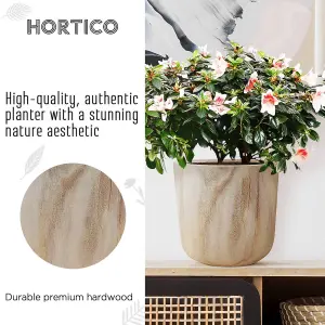 HORTICO™ Indoor Plant Pot, (Dia) 27cm CRAFT Round Wooden Planter for House Plants with Waterproof Liner D27 H24 cm, 9.1L