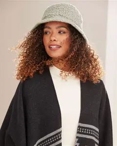 Cotton Traders Women's Reversible Borg Bucket Hat In Grey - Size M/L