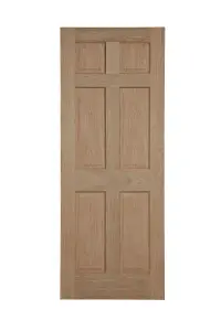 6 panel Unglazed Oak veneer Internal Timber Door, (H)1981mm (W)838mm (T)35mm