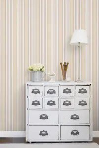 Galerie Stripes And Damask 2 Beige Textured Stripe Smooth Wallpaper