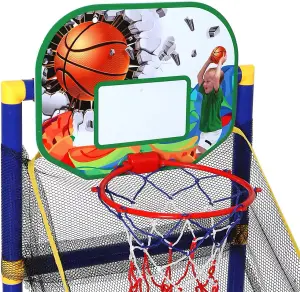 Portable Indoor/Outdoor Basketball Stand, Hoop, Net & Backboard Set Arcade Game for Kids & Adults Fun Indoor Sports Game