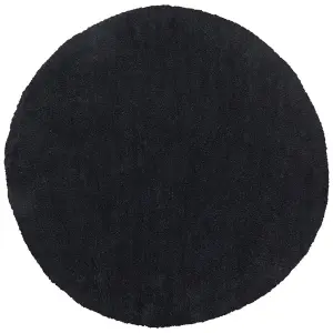 Shaggy Round Area Rug 140 cm Black DEMRE