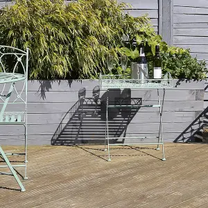 Charles Bentley Wrought Decorative Iron Garden Side Table - Sage Green