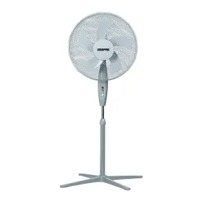 GEEPAS 16 Inch 5 blade Pedestal Fan 45W Powerful Free Standing Oscillating Cooling Fan Height and Tilt Adjustable, Grey