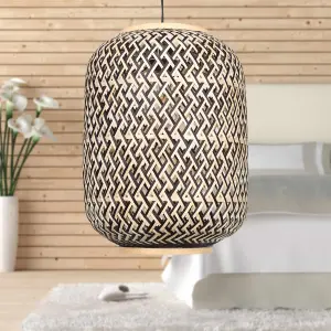 First Choice Lighting Set of 2 Tonia Mixed Bamboo Weaved Pendant Lightshades