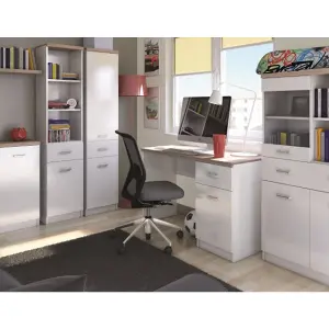 Andy Desk with Storage - White