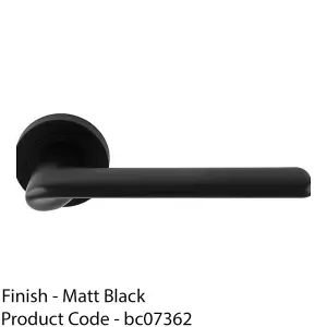 Contemporary Flat Door Handle Set - Matt Black Smooth Lever On Round Rose