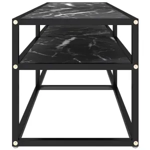 Berkfield TV Cabinet Black Marble 140x40x40.5 cm Tempered Glass