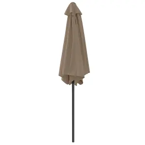 SunDaze 2.5M Taupe Garden Parasol Sun Shade Umbrella with Crank Handle & Tilt Mechanism