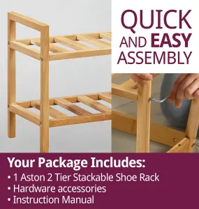 Hallowood Furniture Aston 2 Tier Stackable Shoe Rack