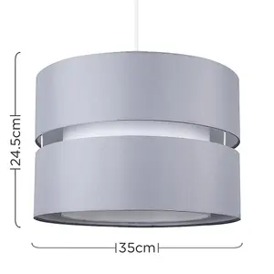 ValueLights Sophia Grey Ceiling Pendant Shade and B22 GLS LED 10W Warm White 3000K Bulb