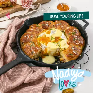 Prestige Nadiya Black Round Cast Iron Dishwasher Safe Induction Suitable Frying Pan with Pouring Lips 25cm