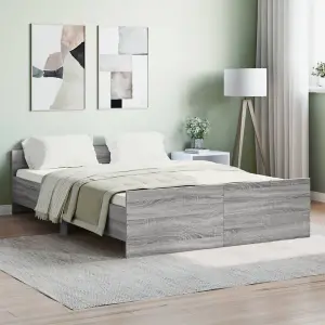 Berkfield Bed Frame with Headboard and Footboard Grey Sonoma 140x190 cm