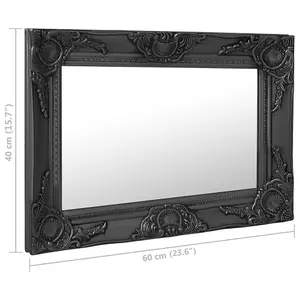 Berkfield Wall Mirror Baroque Style 60x40 cm Black