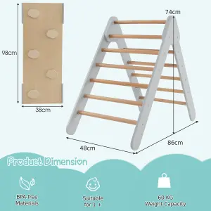 Costway Wooden Climbing Triangle Ladder Toddlers Climbing Toy w/ Reversible Ramp