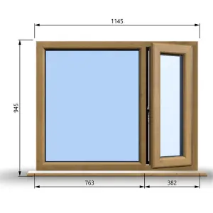 1145mm (W) x 945mm (H) Wooden Stormproof Window - 1/3 Right Opening Window - Toughened Safety Glass