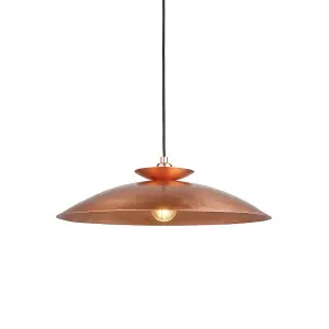 Luminosa Livorno Dome Pendant Ceiling Light Hammered Copper, Copper Plate