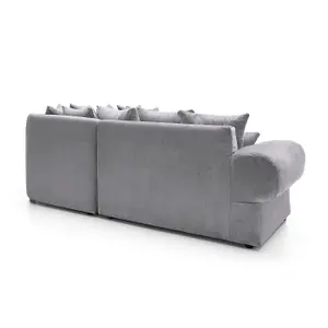 Verona Corner Sofa in Light Grey Crushed Chenille