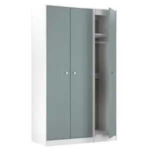 San Jose Ready assembled Contemporary Duck egg blue & white Tall Triple Wardrobe (H)1960mm (W)1108mm (D)530mm