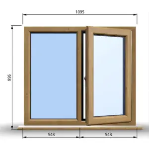 1095mm (W) x 995mm (H) Wooden Stormproof Window - 1/2 Right Opening Window - Toughened Safety Glass