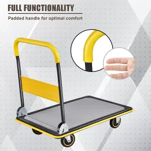 Costway Folding Push Cart Dolly Moving Hand Truck Rolling Flatbed Platform Cart 300KG