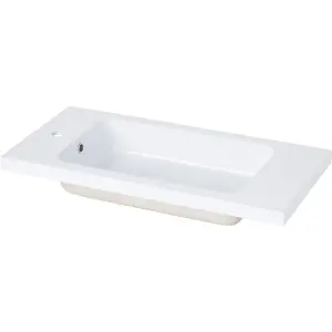 GoodHome Makonda White Rectangular Counter top Basin (W)80.4cm