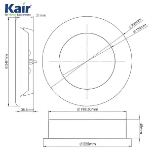 Kair Ceiling Extract Valve 200mm - 8 inch  White Coated Metal Vent