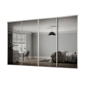 Classic Mirrored White 4 door Sliding Wardrobe Door kit (H)2260mm (W)2978mm