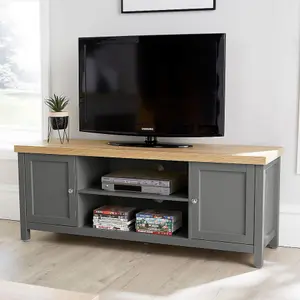 Home Source Avon 2 Door Large TV Stand Unit Graphite Grey