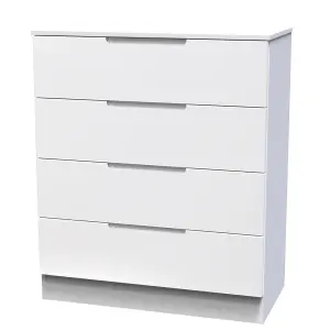 Milan Ready assembled White 4 Drawer Chest (H)875mm (W)740mm (D)390mm