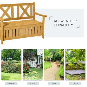 Outsunny Wood Storage Garden Bench for Patio Outdoor Seating Tools Organizer