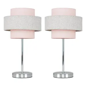 Bogaerts Metal Novelty Lamp (Set of 2) Dusky Pink/Herringbone / Included