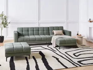 Left-Hand Corner Sofa with Ottoman ALNES Dark Green Left Hand