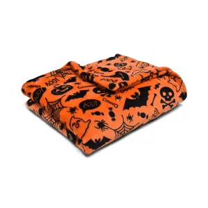 Boo Halloween Plush Fleece Throw